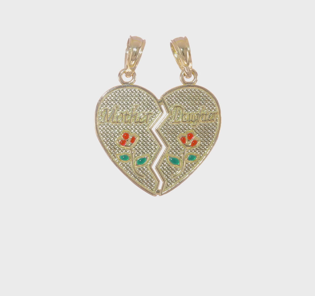 Dije de Madre e Hija en Oro de 10K Esmaltado