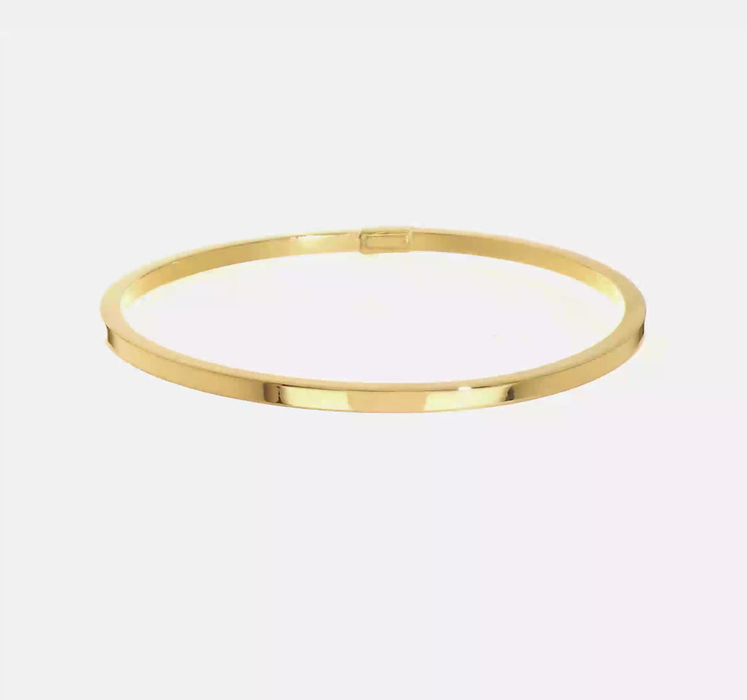 14k Polished Square Tube Slip-on Bracelet 3mm
