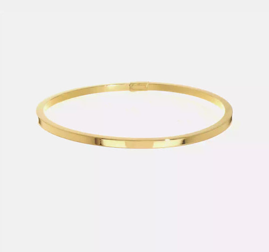 14k Polished Square Tube Slip-on Bracelet 3mm