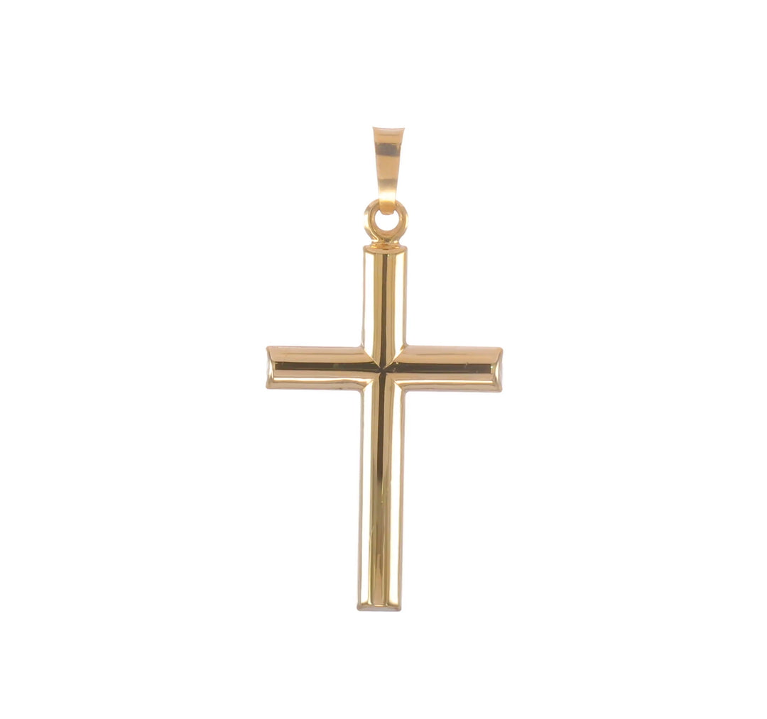 14k Yellow Gold Hollow Cross Pendant
