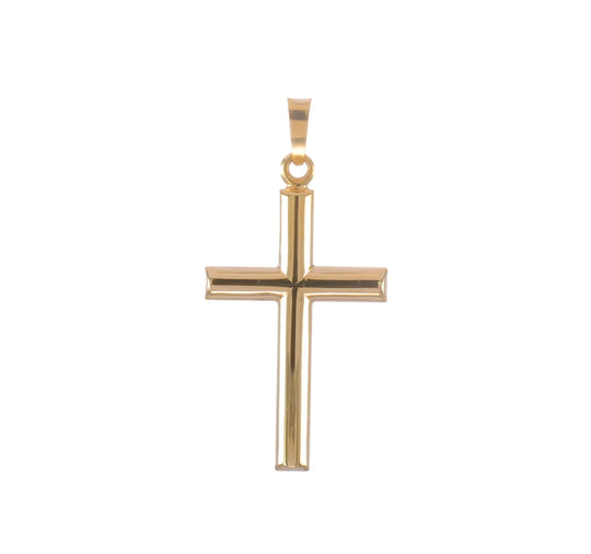 14k Yellow Gold Hollow Cross Pendant