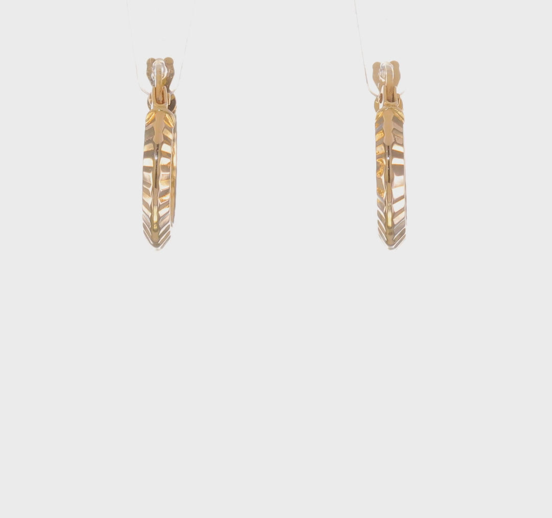 Aretes de Aro en Oro Amarillo de 14K Pulidos con Corte Diamante