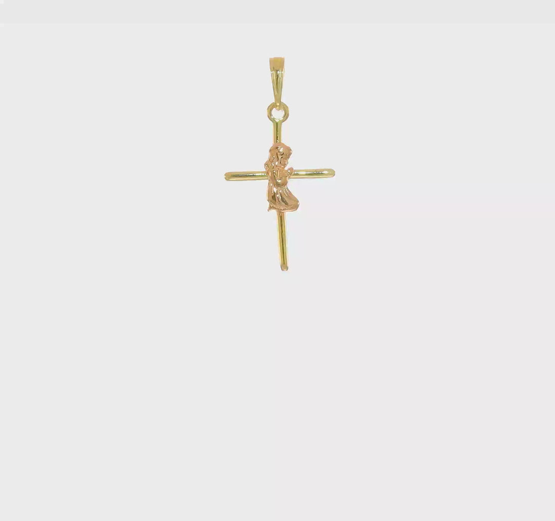10K Two-Tone Girl on a Cross 2-D Pendant