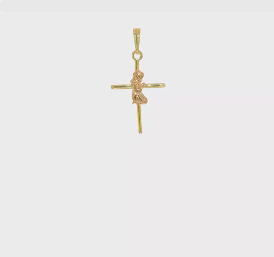 10K Two-Tone Girl on a Cross 2-D Pendant