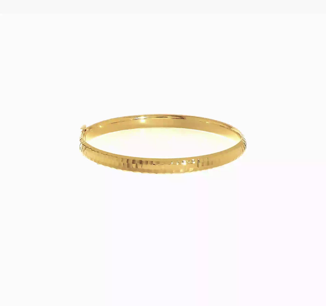 Madi K Children's Hinged Bangle in 14K Yellow Gold (5mm) with Hammered and Polished Finish