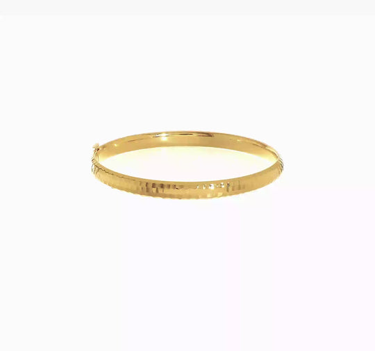 Madi K Children's Hinged Bangle in 14K Yellow Gold (5mm) with Hammered and Polished Finish
