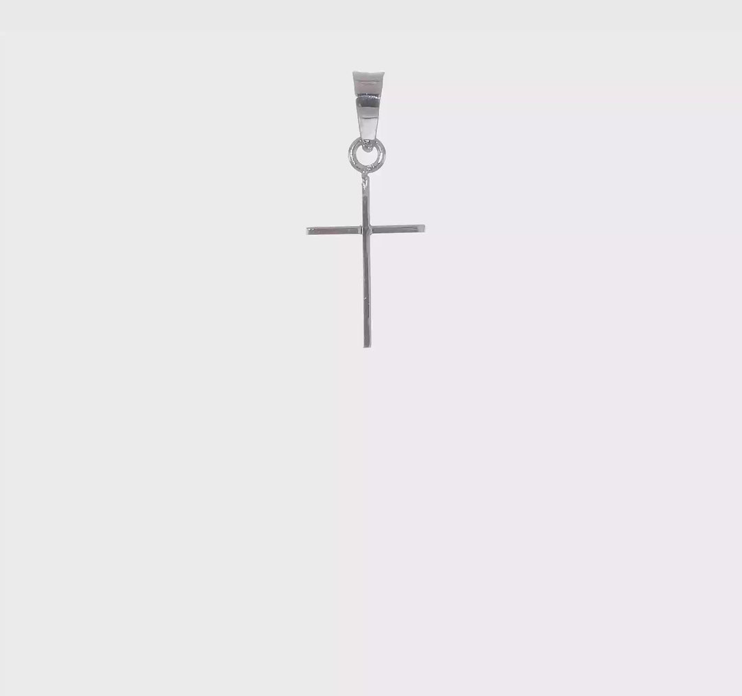 Solid Polished 14k White Gold Cross Pendant
