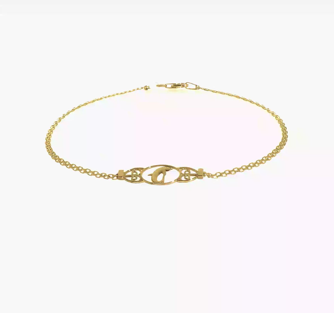 Tobillera de Delfín Pulido de 14K de 10 Pulgadas