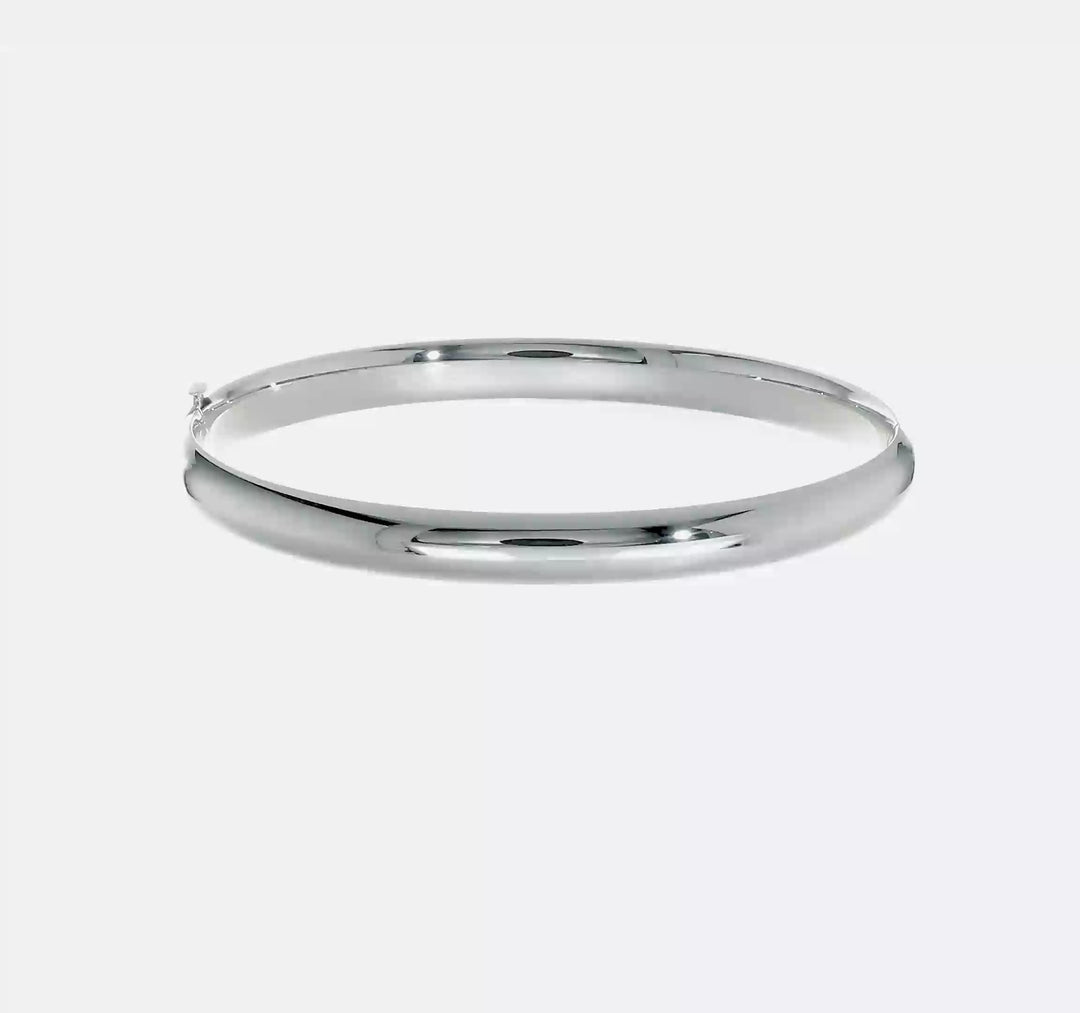 14K White Gold Polished 6.00mm Hinged Bangle Bracelet
