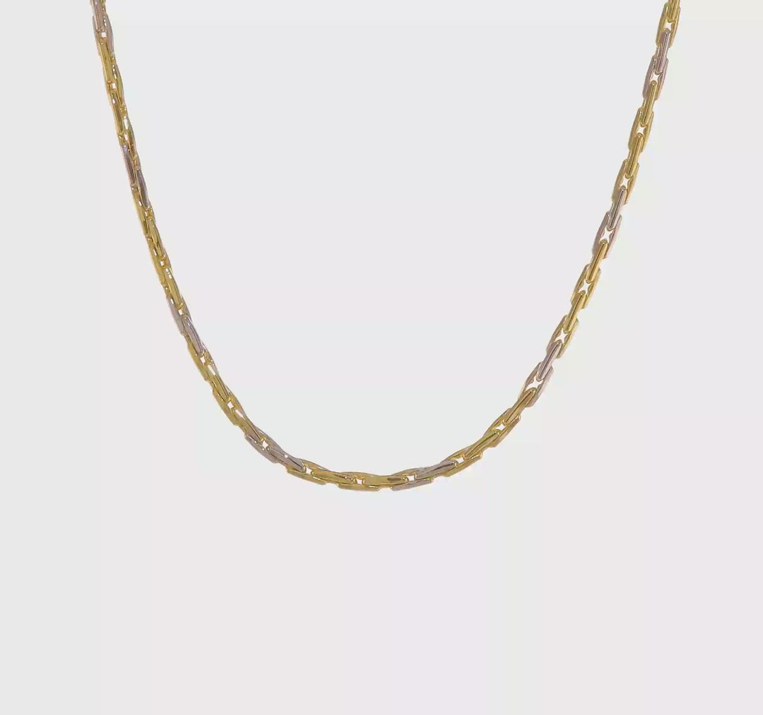 14K Two-Tone Polished Fancy Link Necklace - 18" Inches