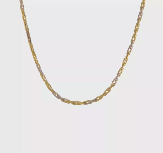 14K Two-Tone Polished Fancy Link Necklace - 18" Inches