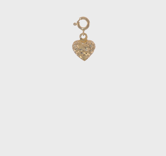 Dije Corazón con Cierre de Anilla en Oro de 14k – Corte Diamante y 3D