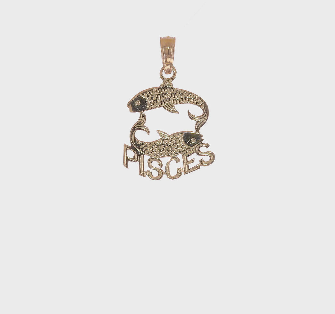Pisces Zodiac Pendant in 14k Yellow Gold with a Polished and Textured Finish