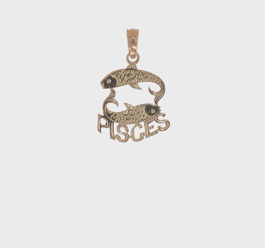 Pisces Zodiac Pendant in 14k Yellow Gold with a Polished and Textured Finish