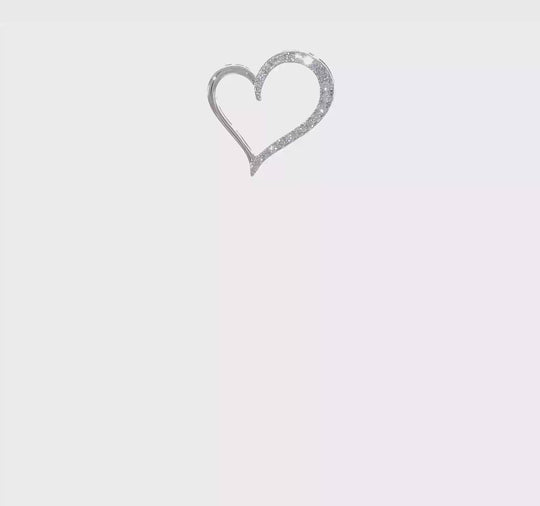 Diamond Heart Chain Slider in 14k White Gold