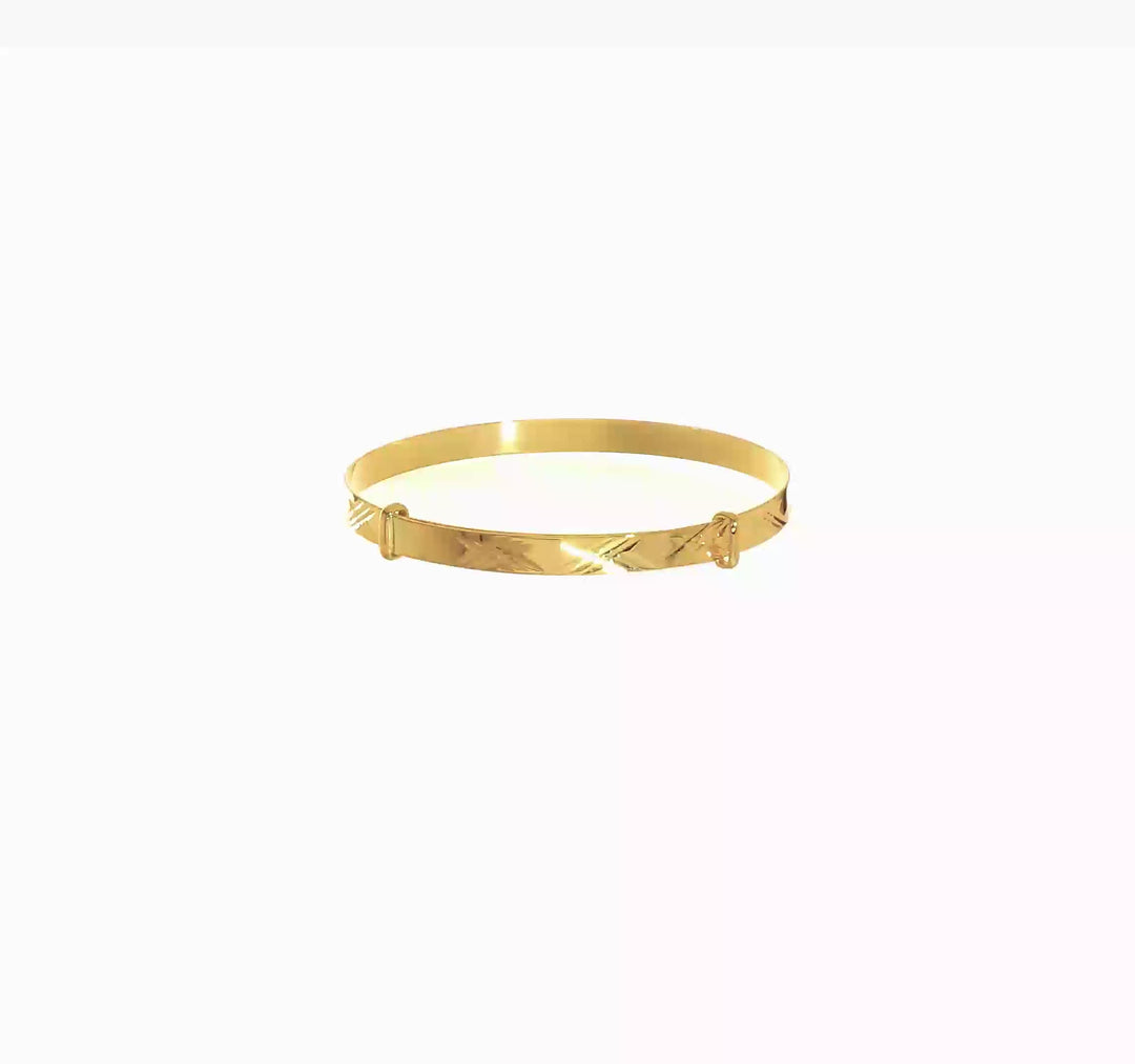 "Madi K" 14k Yellow Gold, Polished, Diamond-Cut Expandable Baby Bangle Bracelet