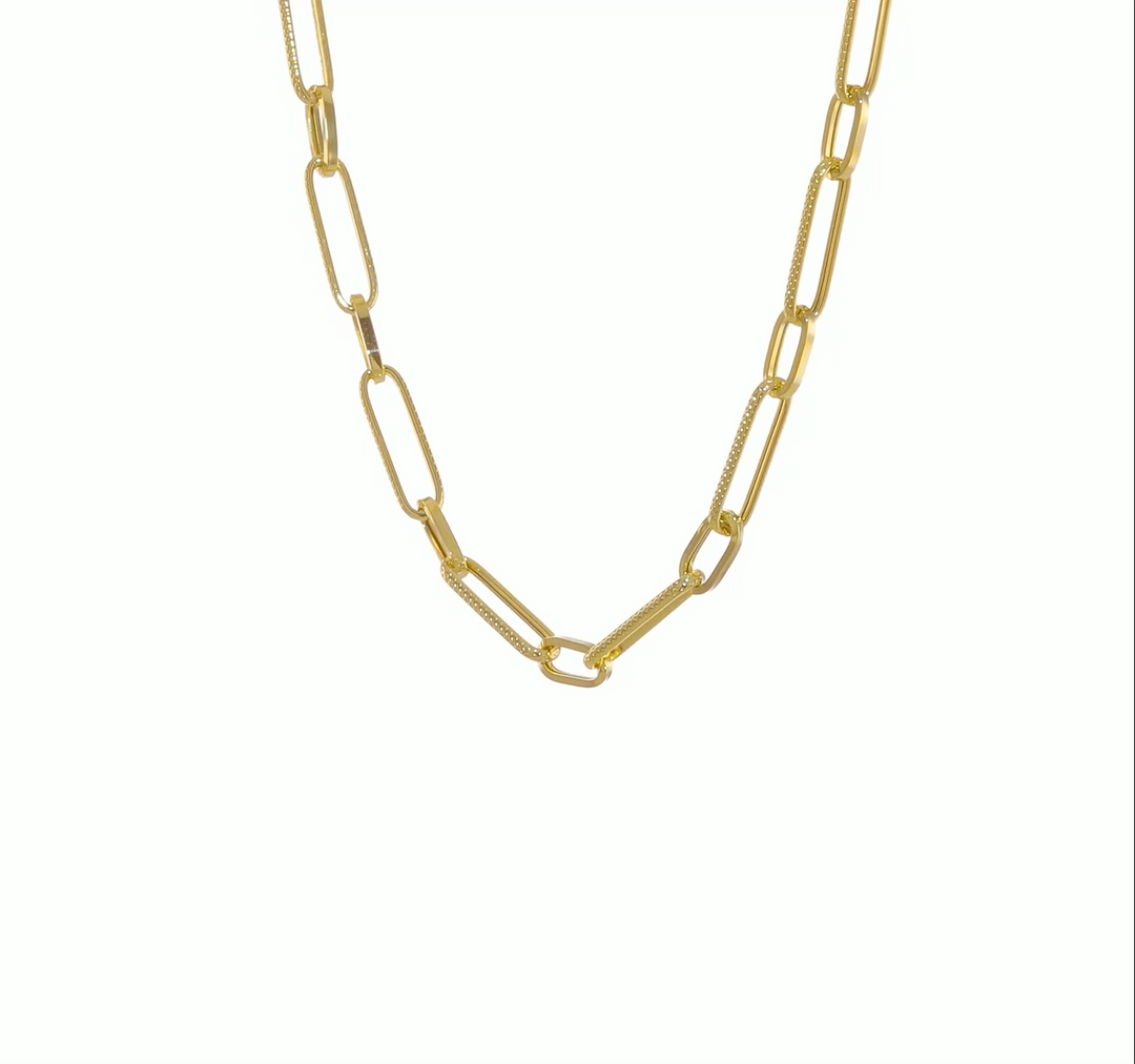 14K Yellow Gold Necklace with Polished Oval Fancy Links – 24 Inches