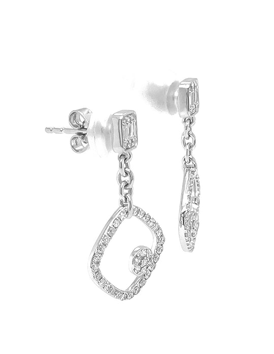 Aretes con Diamante Natural en Oro Blanco de 14k