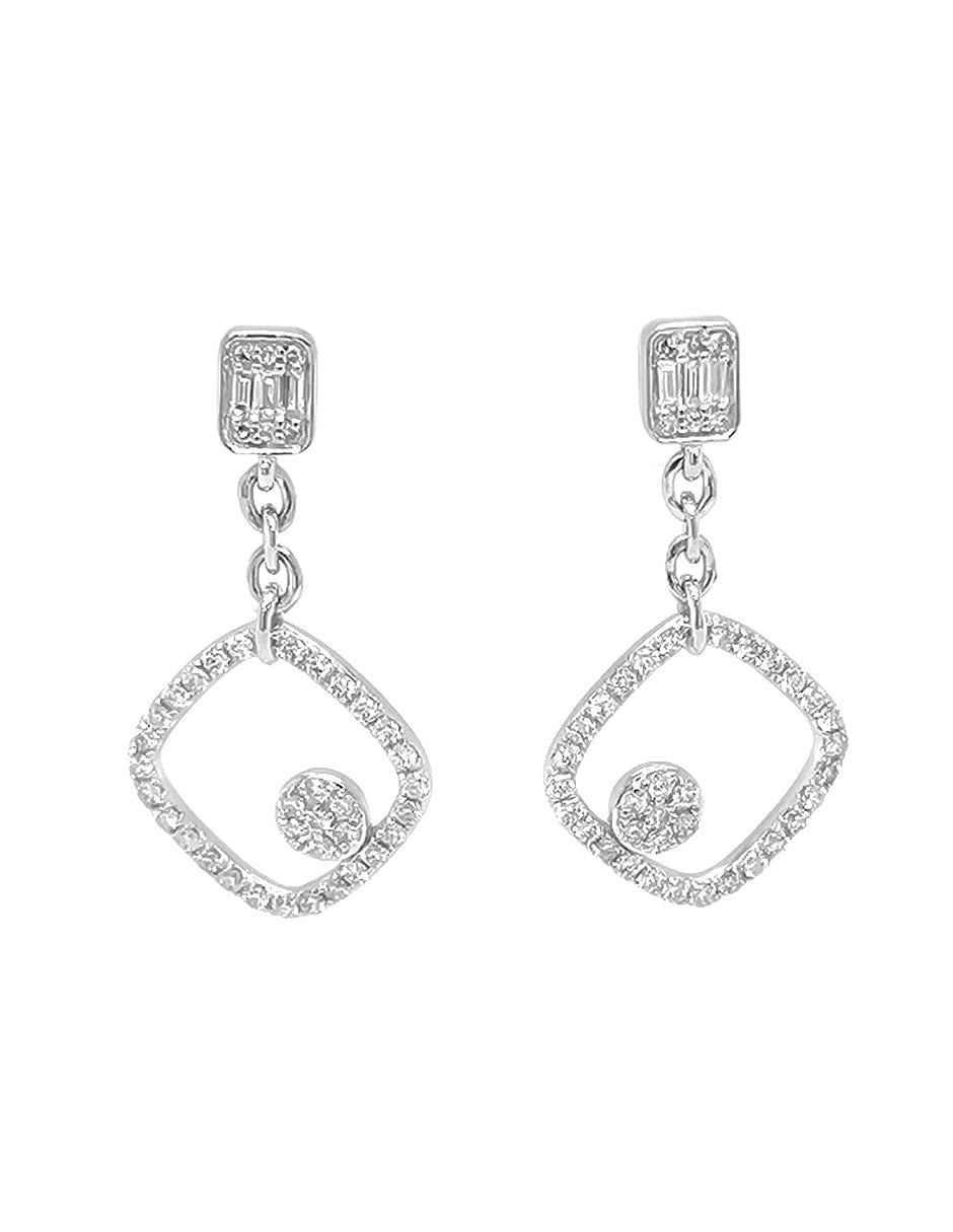 Aretes con Diamante Natural en Oro Blanco de 14k