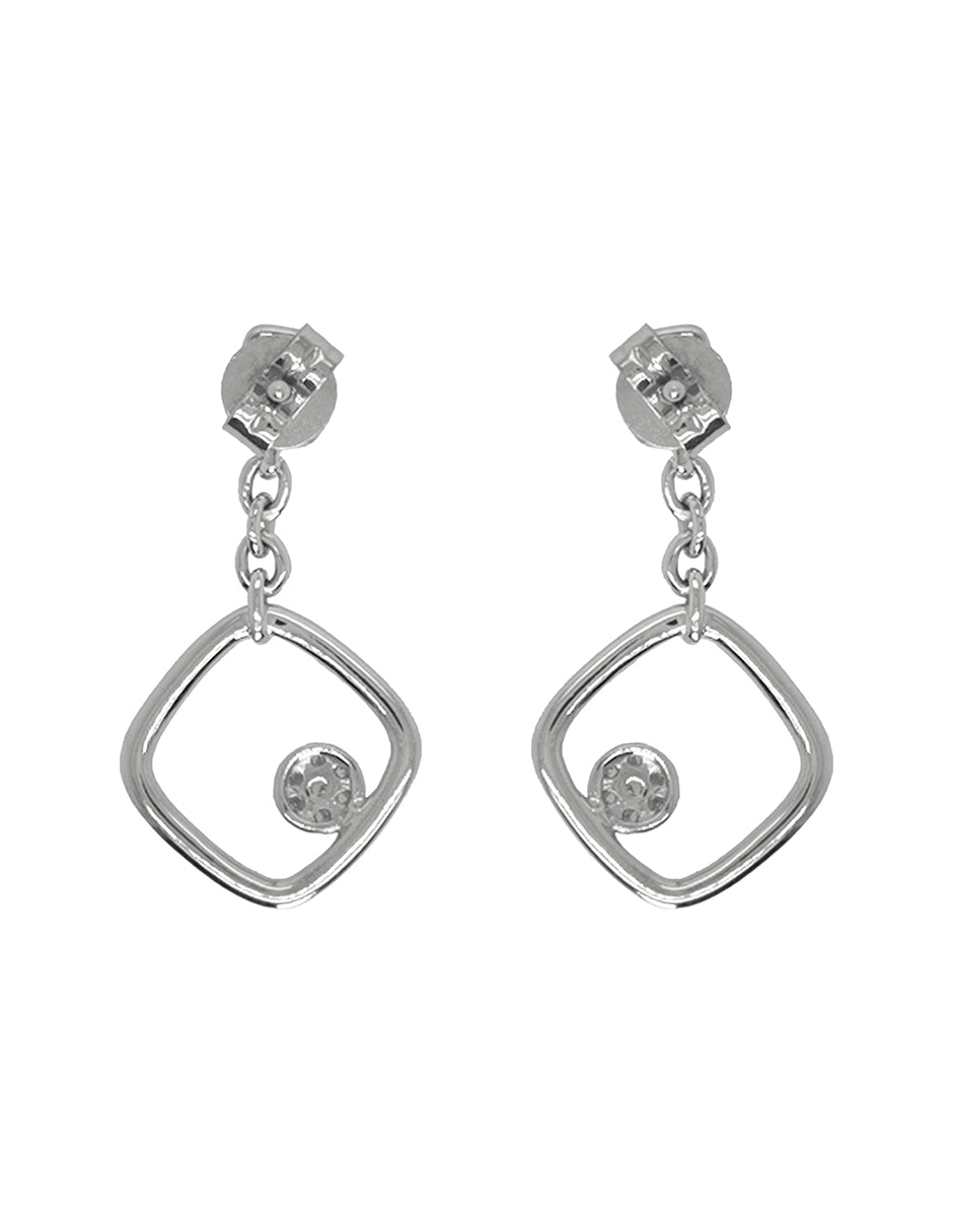 Aretes con Diamante Natural en Oro Blanco de 14k