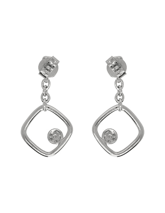 Aretes con Diamante Natural en Oro Blanco de 14k