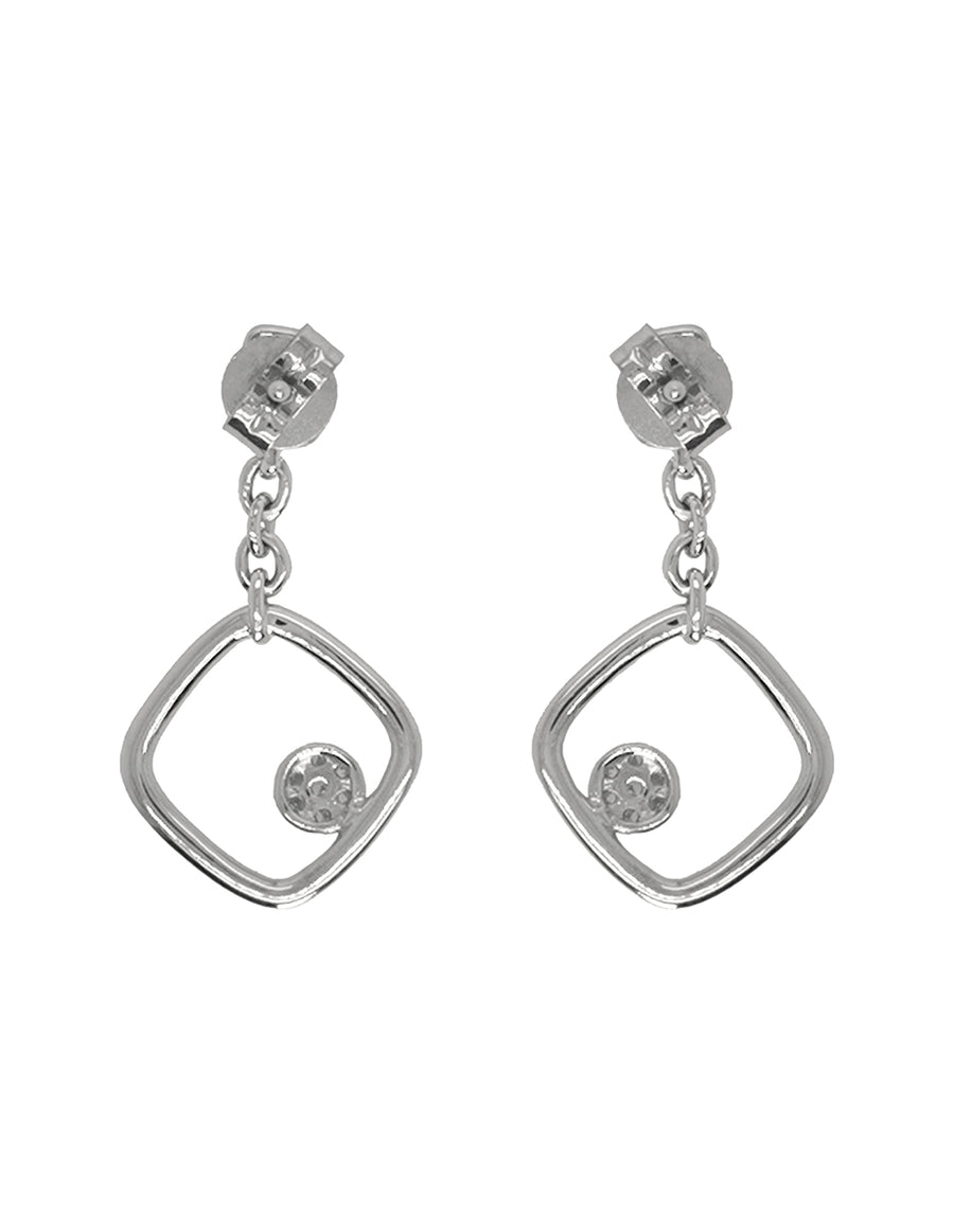 Aretes con Diamante Natural en Oro Blanco de 14k