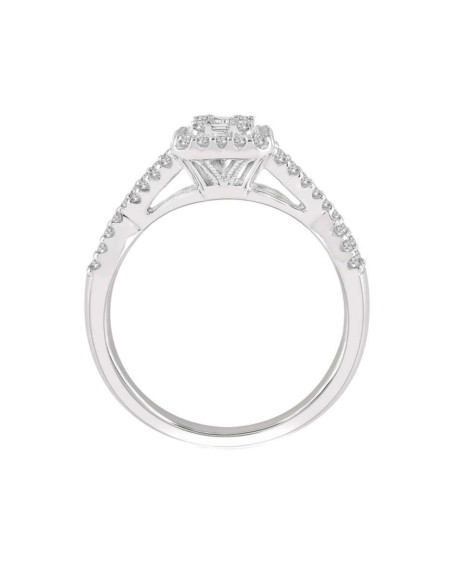 ANILLO DE COMPROMISO ESTILO CLUSTER CON DIAMANTE NATURAL- 0.35 F SI1