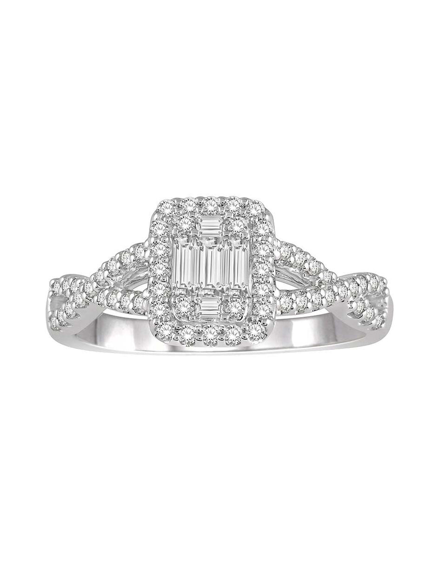 ANILLO DE COMPROMISO ESTILO CLUSTER CON DIAMANTE NATURAL- 0.35 F SI1
