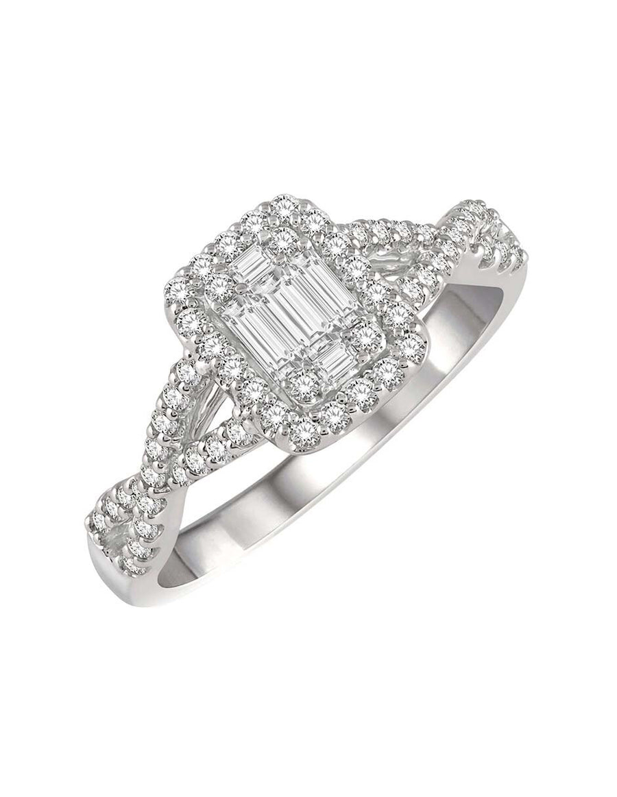 ANILLO DE COMPROMISO ESTILO CLUSTER CON DIAMANTE NATURAL- 0.35 F SI1