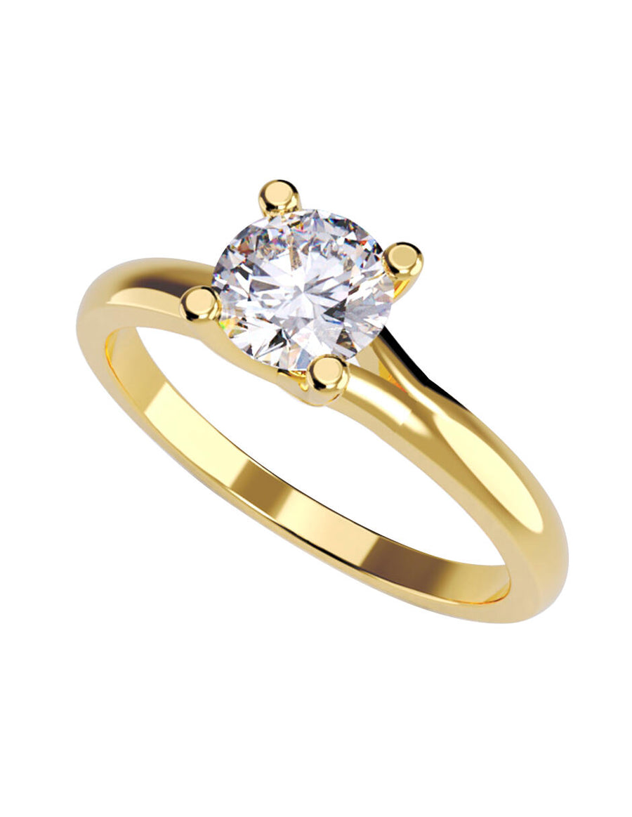 Anillo estilo solitario con diamante de laboratorio redondo 0.50 ct, color D, claridad VS1