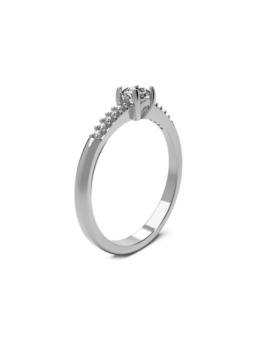 Anillo estilo pavé con diamante de laboratorio redondo 0.52 ct, color D, claridad VS1