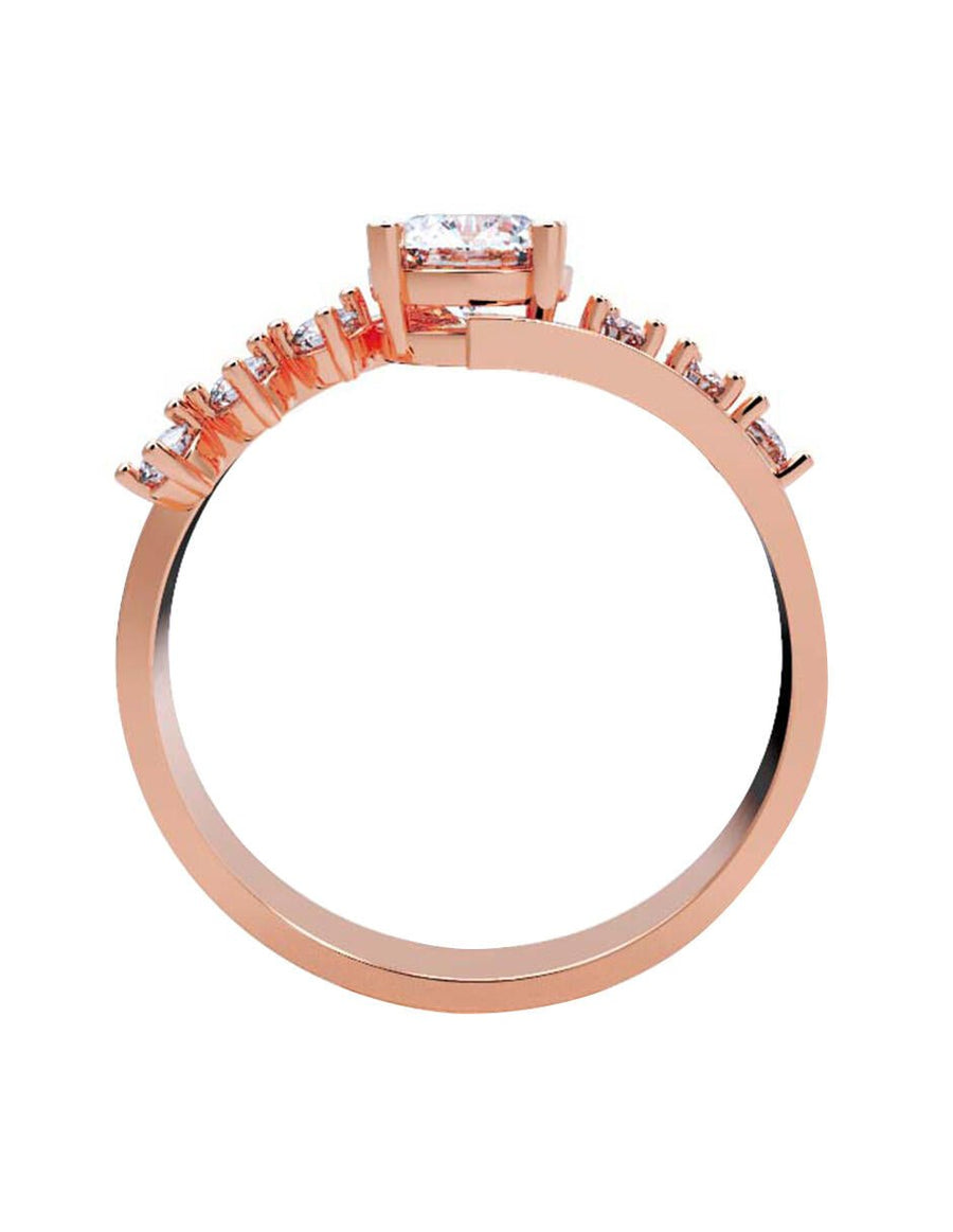 Anillo estilo piedras laterales con diamante de laboratorio redondo 0.52 ct, color D, claridad VVS2