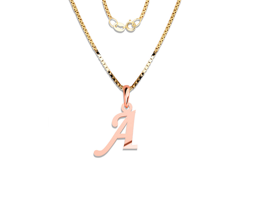 COLGANTE DE INICIAL EN CADENA DE ORO DE 14K