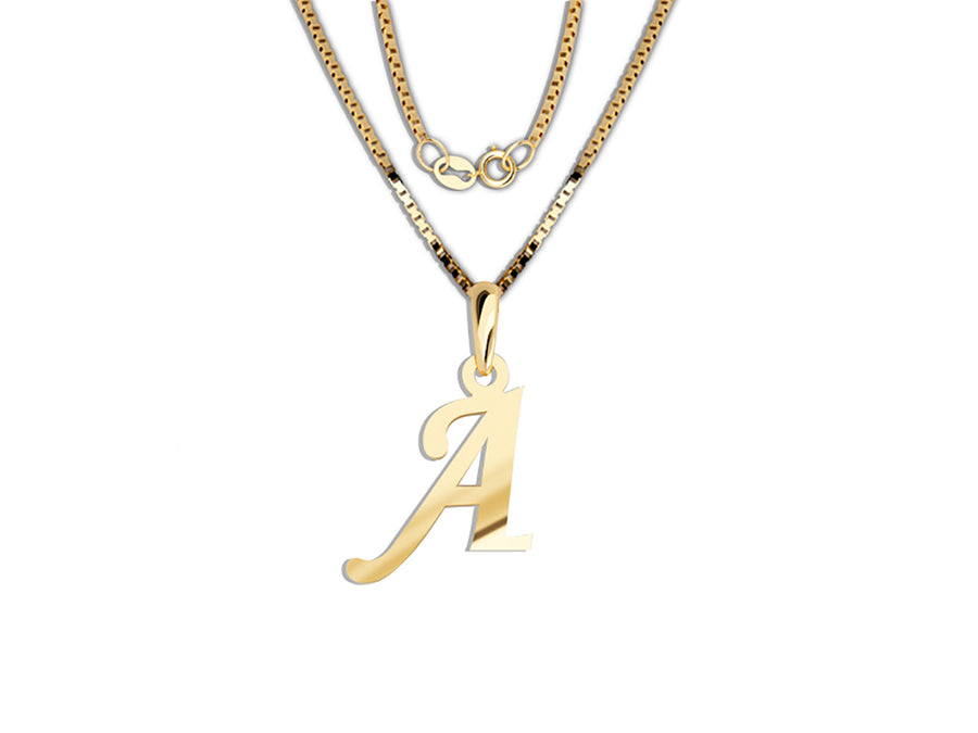 COLGANTE DE INICIAL EN CADENA DE ORO DE 14K