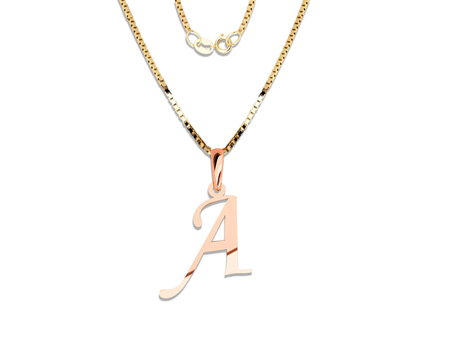 COLGANTE DE INICIAL EN CADENA DE ORO DE 14K