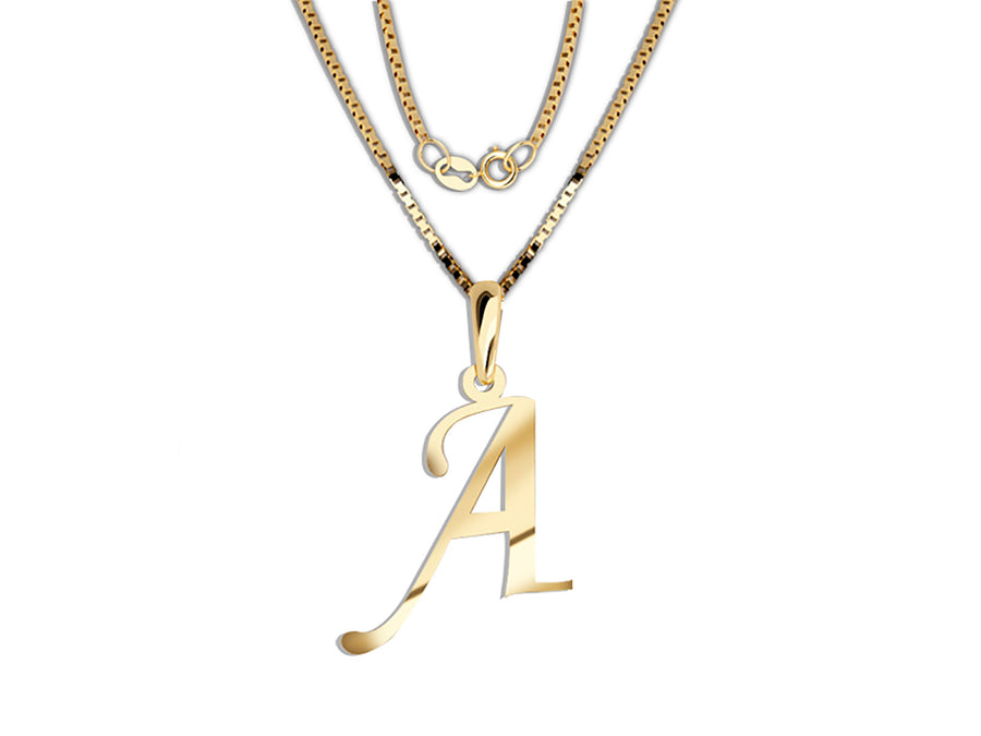 COLGANTE DE INICIAL EN CADENA DE ORO DE 14K