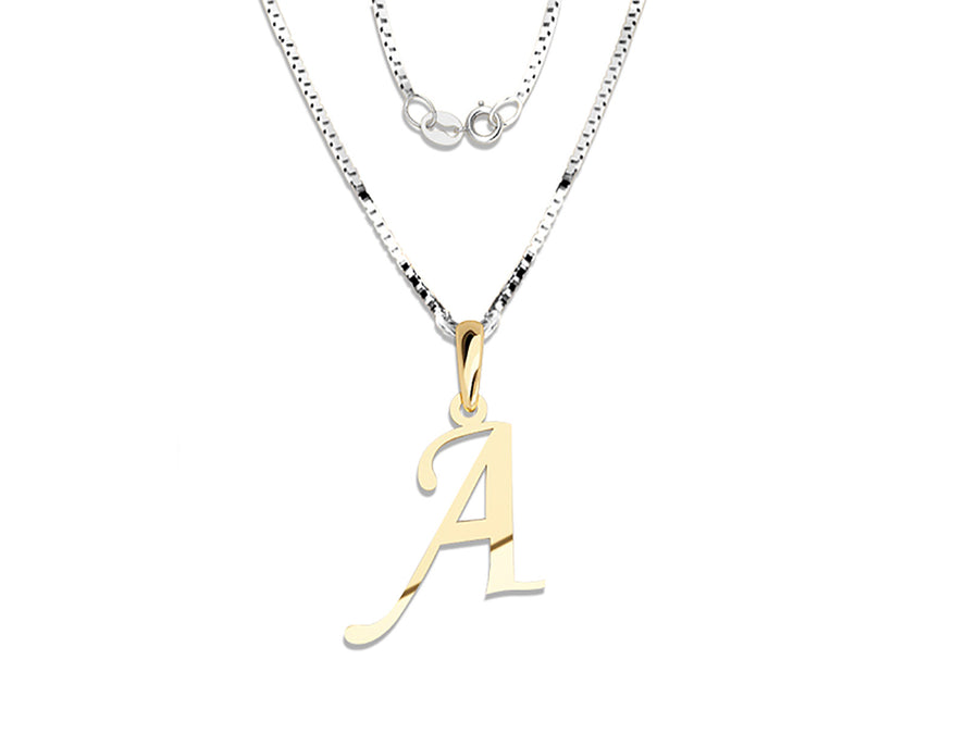 COLGANTE DE INICIAL EN CADENA DE ORO DE 14K