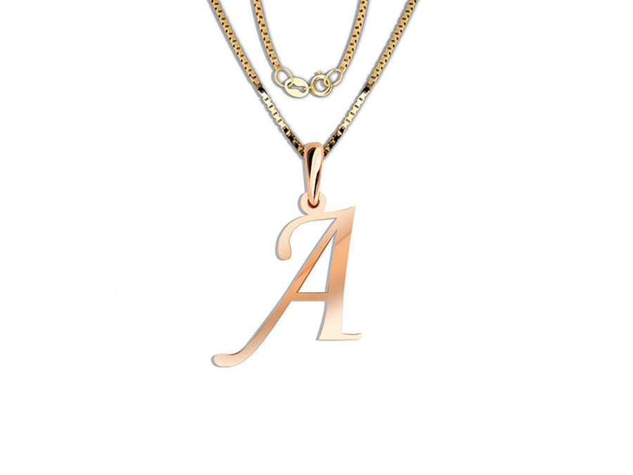 COLGANTE DE INICIAL EN CADENA DE ORO DE 14K