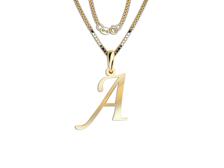 COLGANTE DE INICIAL EN CADENA DE ORO DE 14K