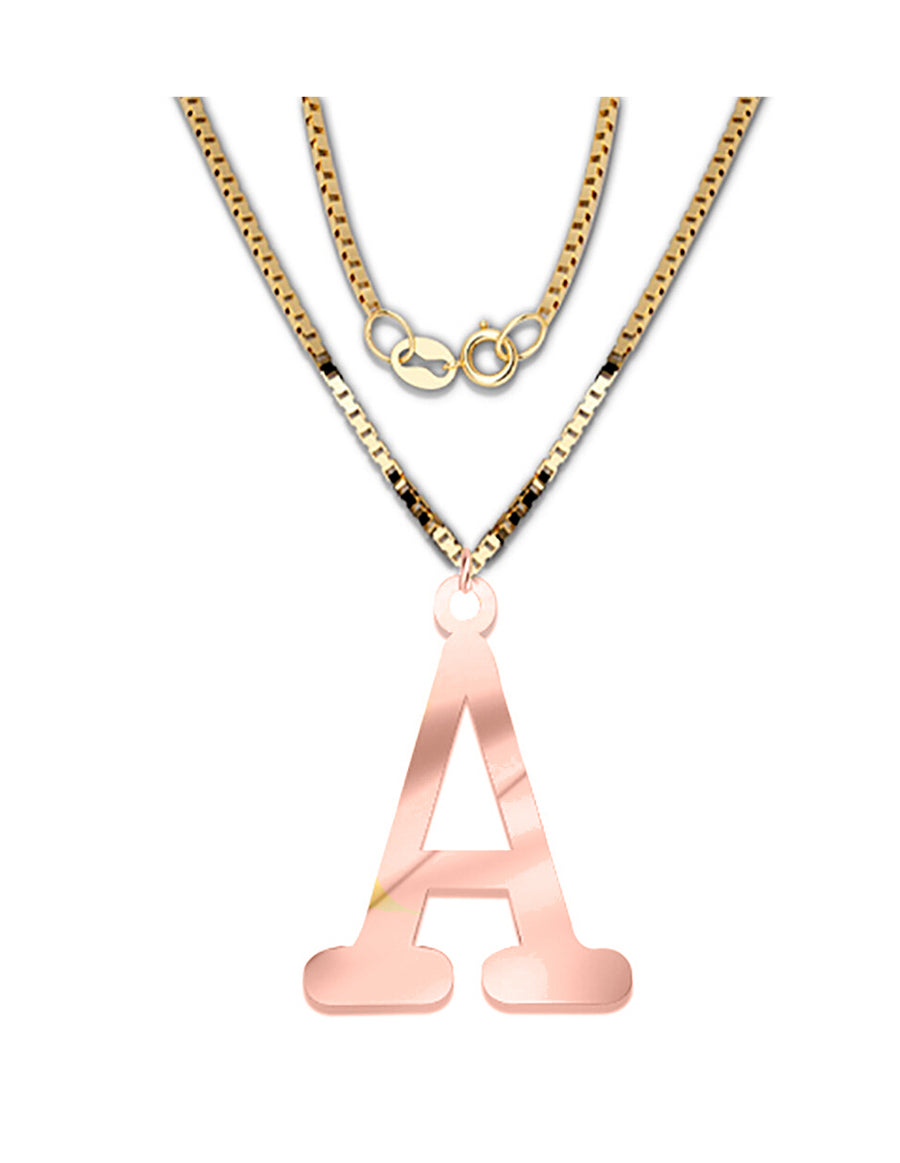 COLGANTE DE INICIAL EN CADENA DE ORO DE 14K