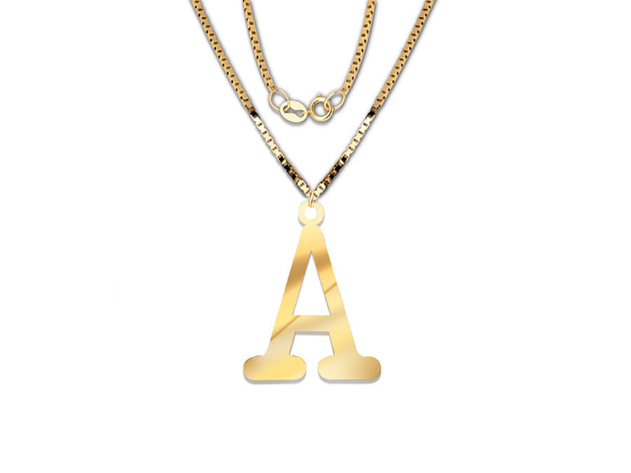 COLGANTE DE INICIAL EN CADENA DE ORO DE 14K