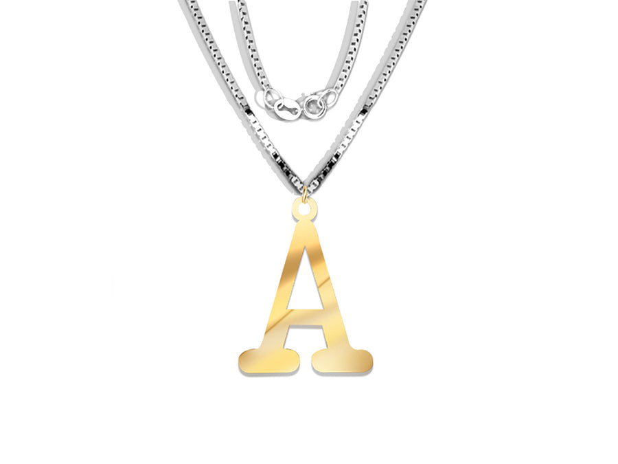 COLGANTE DE INICIAL EN CADENA DE ORO DE 14K