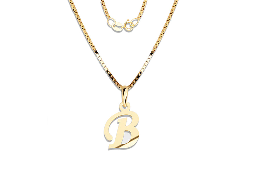COLGANTE DE INICIAL EN CADENA DE ORO DE 14K