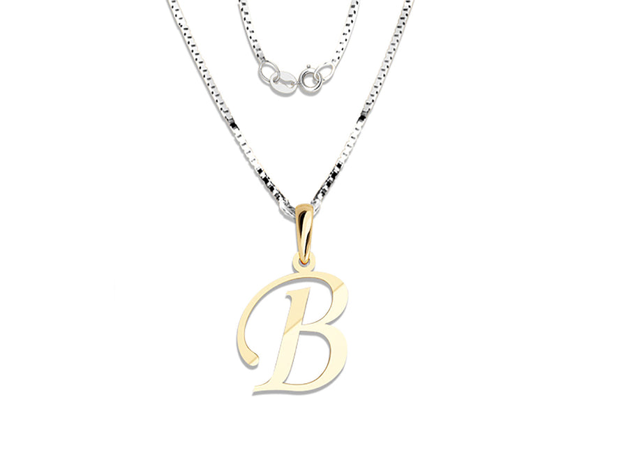 COLGANTE DE INICIAL EN CADENA DE ORO DE 14K