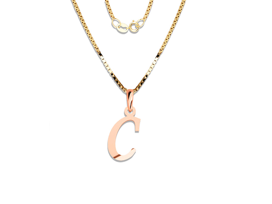 COLGANTE DE INICIAL EN CADENA DE ORO DE 14K