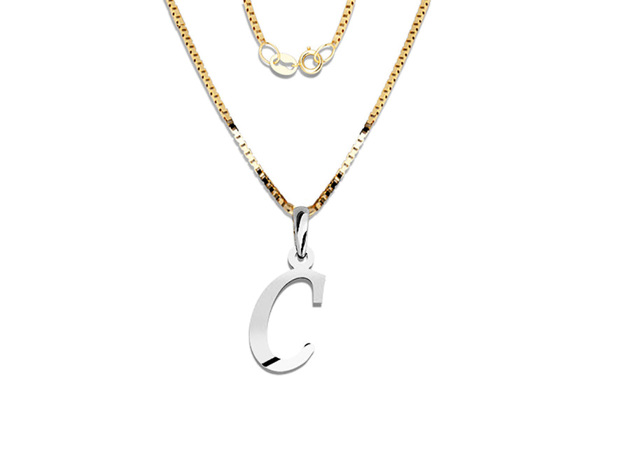 COLGANTE DE INICIAL EN CADENA DE ORO DE 14K