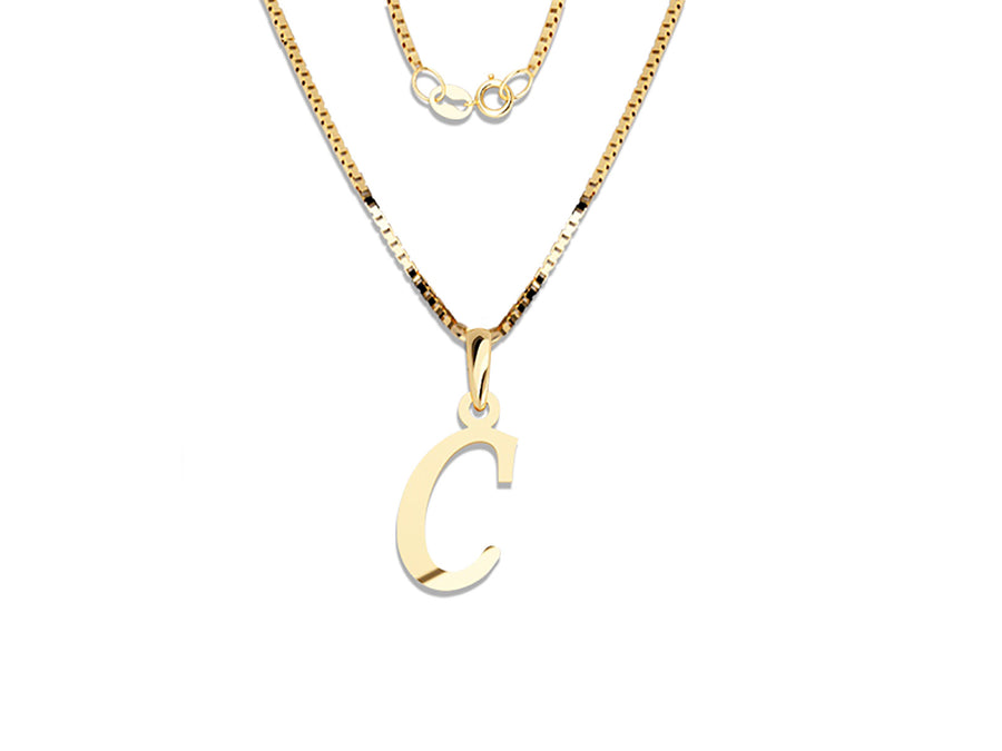 COLGANTE DE INICIAL EN CADENA DE ORO DE 14K