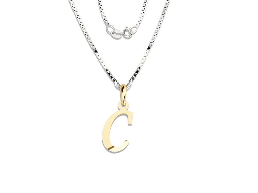 COLGANTE DE INICIAL EN CADENA DE ORO DE 14K