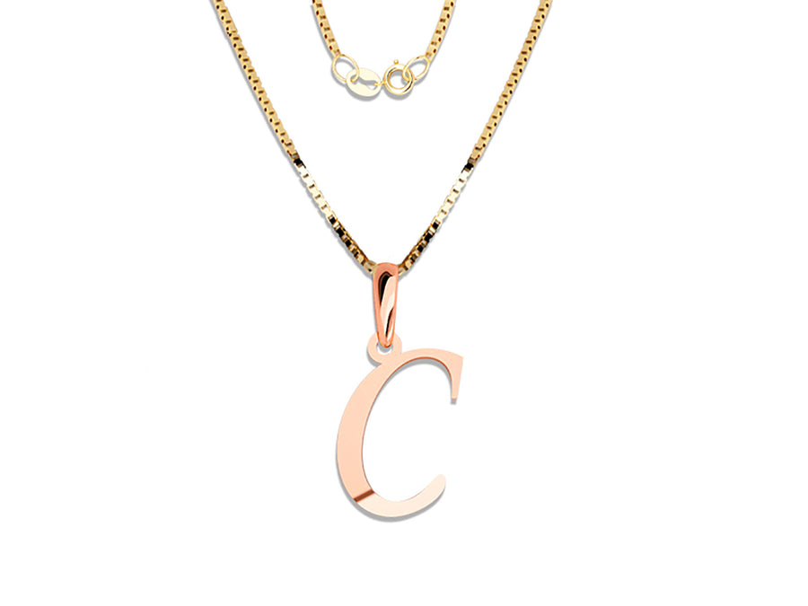 COLGANTE DE INICIAL EN CADENA DE ORO DE 14K