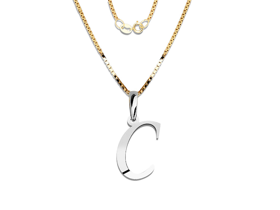 COLGANTE DE INICIAL EN CADENA DE ORO DE 14K